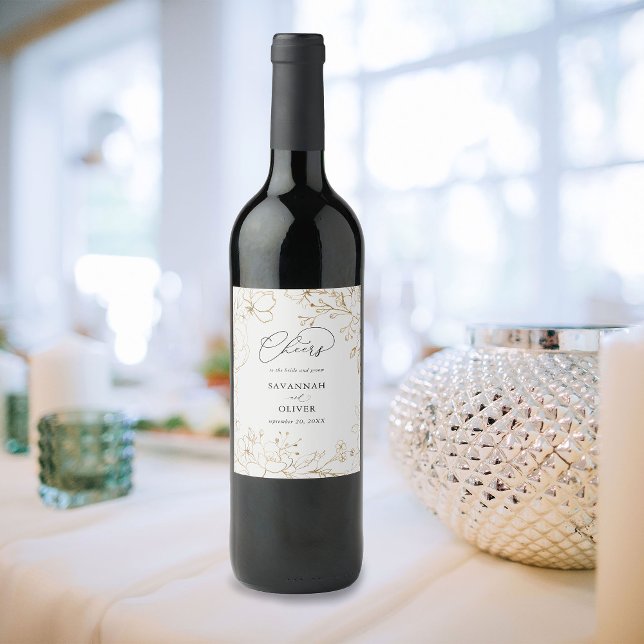 Hochzeit mit goldgelber Blüte Weinetikett (Von Creator hochgeladen)