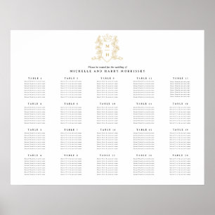 Hochzeit mit Goldherz 20 Tafelsitzkarten Poster
