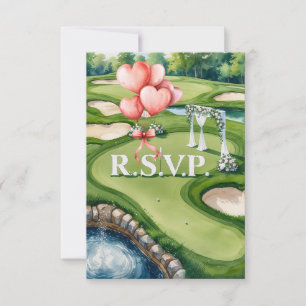 Hochzeit mit Golfball auf Grün RSVP Karte