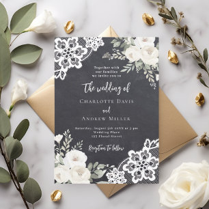 Hochzeit mit Graurosen aus Chalkboard Einladung