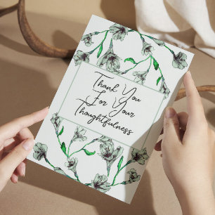 Hochzeit mit grüner Flora Dankeskarte