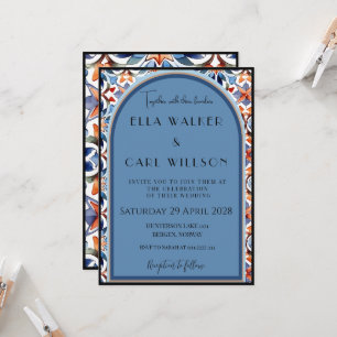 Hochzeit mit hellblauen und schicken Tile Einladung
