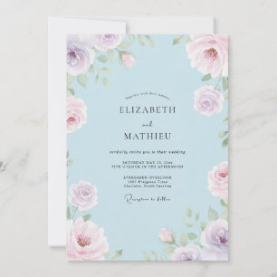 Hochzeit mit Himmel Flieder Blütenblatt Einladung