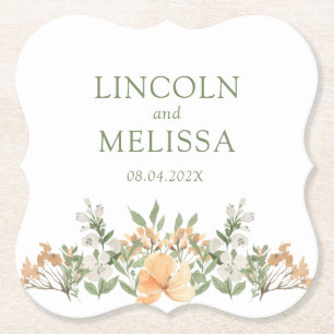 Hochzeit mit hübschem Pfirsich und Weißblumen Untersetzer