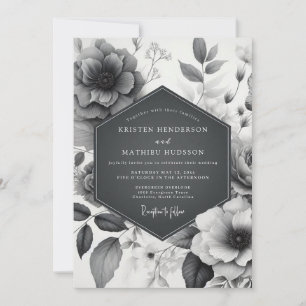 Hochzeit mit Kohle geätzter Flora Einladung