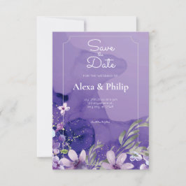 Hochzeit mit lila Blume Einladung