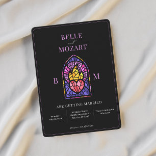 Hochzeit mit lila brennendem Herz Einladung