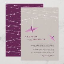 Hochzeit mit Lila Papierkran und Fairy Lights