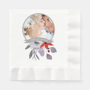 Hochzeit mit lila Rot Rosa Blauer Blumenkraut Serviette