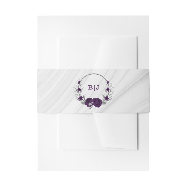 Hochzeit mit lila Silberblumen Einladungsbanderole (Vorderseite Beispiel)