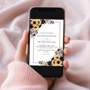 Hochzeit mit Lila Sonnenblume Einladung