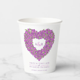 Hochzeit mit lila Tulpenherz Pappbecher