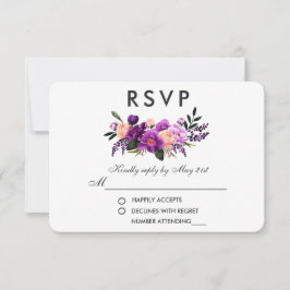 Hochzeit mit Lila, violettem Wasser V RSVP Karte