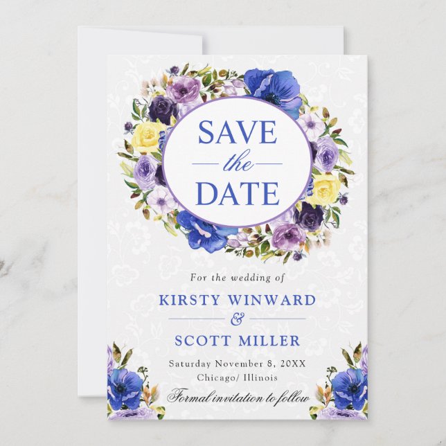 Hochzeit mit Lila Wasserfarbe und Cremfeld Save The Date (Vorderseite)