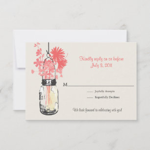 Hochzeit mit Mason-Glas und Wildblumen RSVP Karte