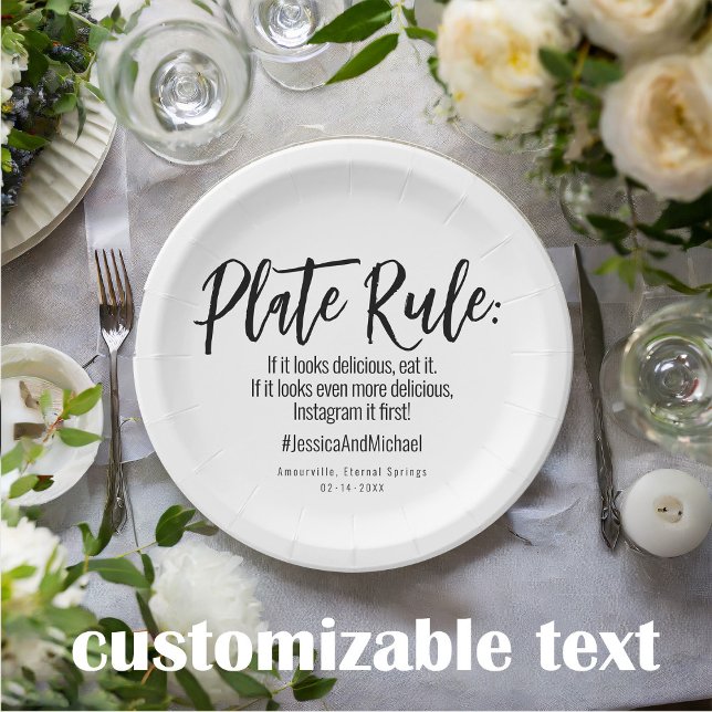💍 Hochzeit mit # Minimalistischem Elegant Pappteller (Witty Wedding Plate with fully customizable texts. Add some humor to your Big Day )