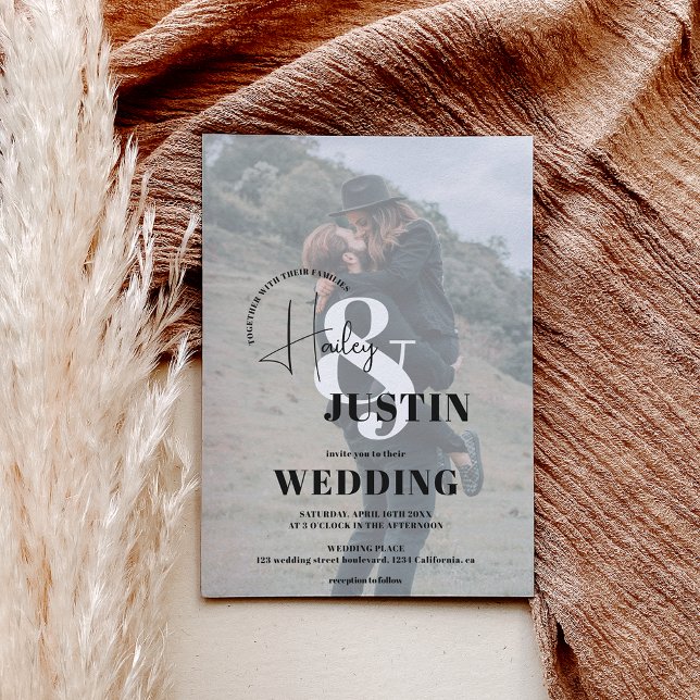 Hochzeit mit Minimalistischem Schwarz-weißem Foto Einladung (Von Creator hochgeladen)