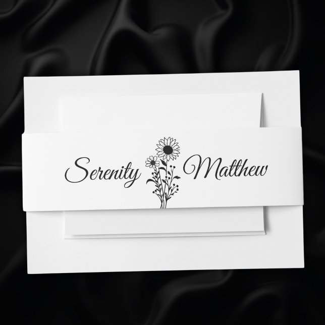 Hochzeit mit Minimalistischen Schwarz-weißen Sonne Einladungsbanderole (Von Creator hochgeladen)