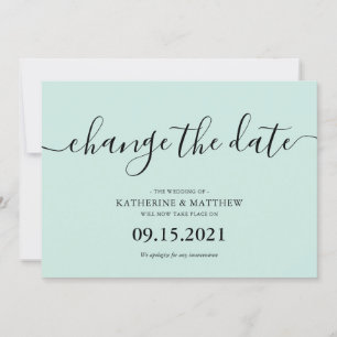 Hochzeit mit Mint-Pinsel-Typografie verschoben Save The Date