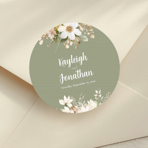 Hochzeit mit moderner Farbe Grün Runder Aufkleber