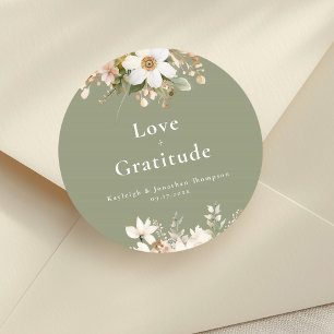 Hochzeit mit moderner Farbe Grün Runder Aufkleber