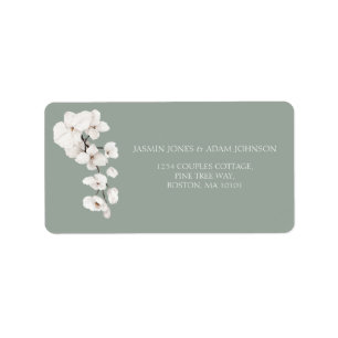 Hochzeit mit moderner Sage Green Orchid Adressaufkleber