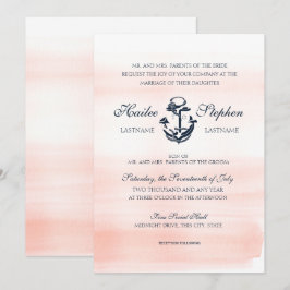 Hochzeit mit nautischem Flush und Marine Einladung