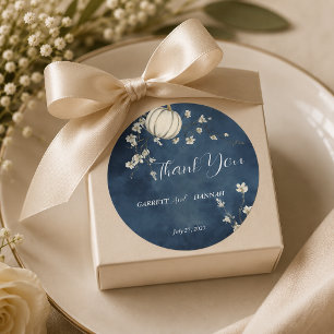 Hochzeit mit Navy-Blauem Herbstkürbis Runder Aufkleber