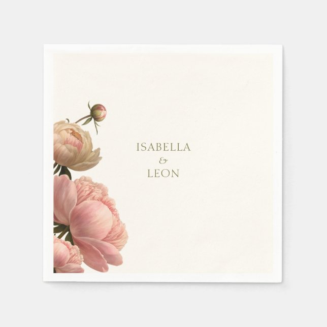 Hochzeit mit Olivenöl und Rose Serviette (Vorderseite)