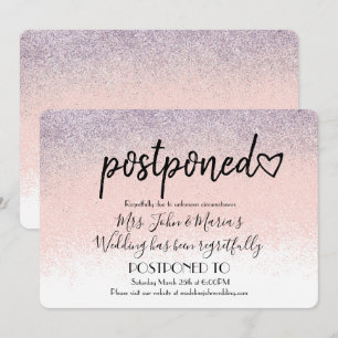 Hochzeit mit Ombre Glitter New Date Verschiebung Einladung