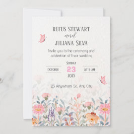 Hochzeit mit rosa und grüner Blüte Einladung