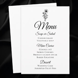 Hochzeit mit Schwarz-weißen Minimalistischen Sonne Menükarte