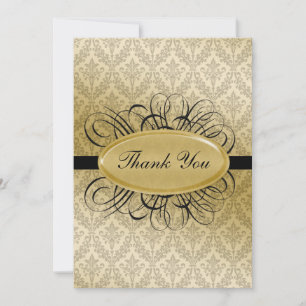Hochzeit mit schwarzem Damast DankeYou Cards Einladung