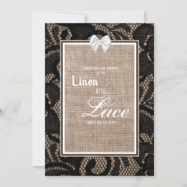 Hochzeit mit schwarzer Spitze, Burlap und Leinen Einladung