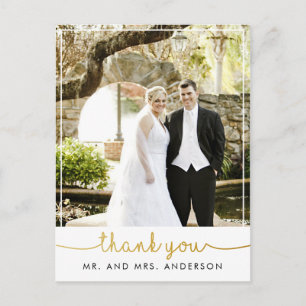 Hochzeit mit senkrechten Fotos dank Handschrift Postkarte