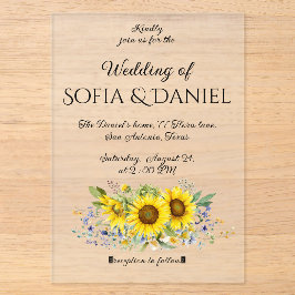 Hochzeit mit Sonnenblumen Aquarell Akryllische Ein Acryleinladungen