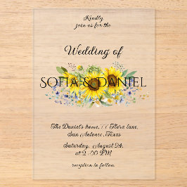 Hochzeit mit Sonnenblumen Aquarell Akryllische Ein Acryleinladungen