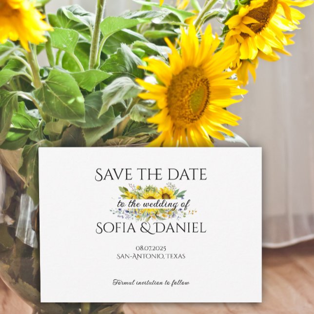 Hochzeit mit Sonnenblumen in Aquarellfarben Speich Save The Date (Von Creator hochgeladen)