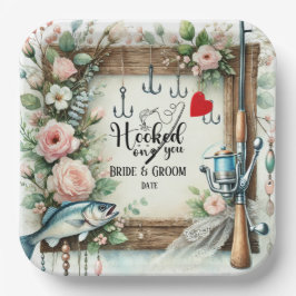 Hochzeit mit Stab und Blume Pappteller