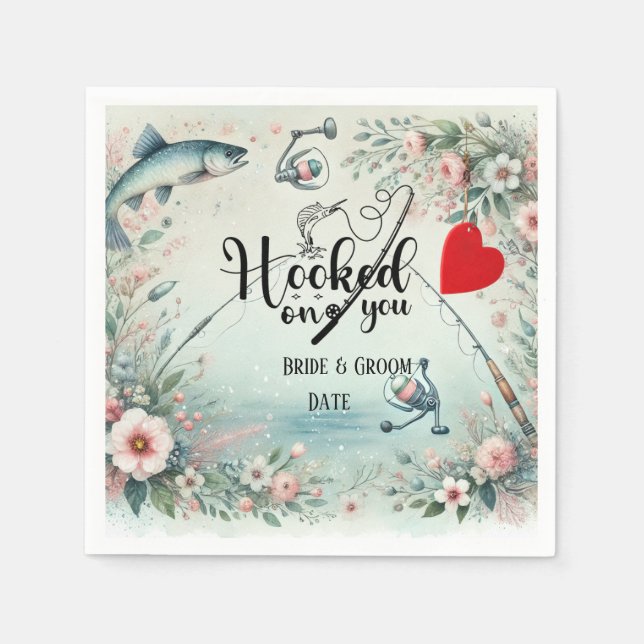 Hochzeit mit Stab und Blume Serviette (Vorderseite)