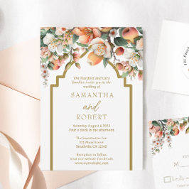 Hochzeit mit Südpfirsich und Goldfloralgold Einladung