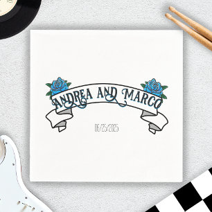 Hochzeit mit Tattoos, Schwarz-Weiß-Rosentattoo Serviette