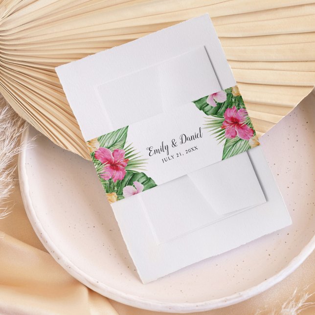 Hochzeit mit tropischen Pflanzen Einladungsbanderole (Von Creator hochgeladen)