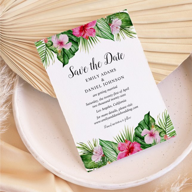 Hochzeit mit tropischen Pflanzen Save The Date (Von Creator hochgeladen)