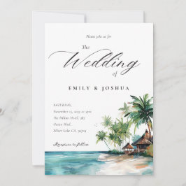 Hochzeit mit tropischen Wasserfarben Einladung