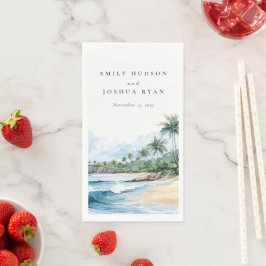 Hochzeit mit tropischen Wasserfarben Serviette