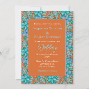 Hochzeit mit tropischer Orange und Blume Einladung
