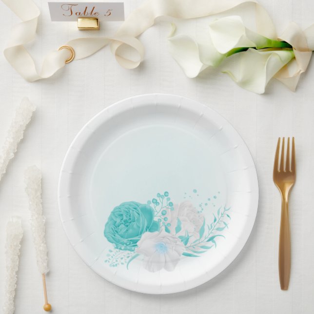Hochzeit mit türkisfarbenem Weiß Pappteller (Hochzeit)