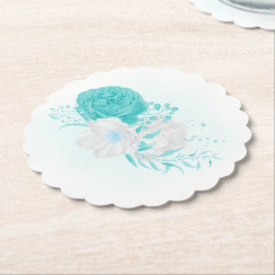 Hochzeit mit türkisfarbenem Weiß Untersetzer