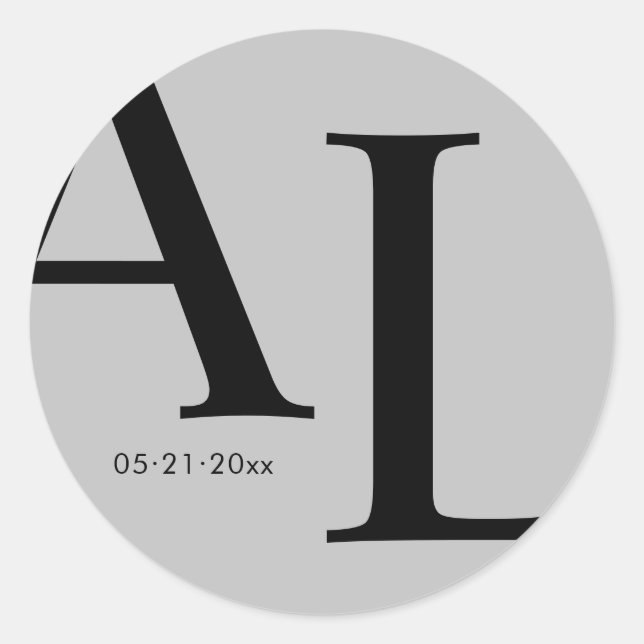 Hochzeit mit ultramodernen Monogramm Runder Aufkleber (Vorderseite)